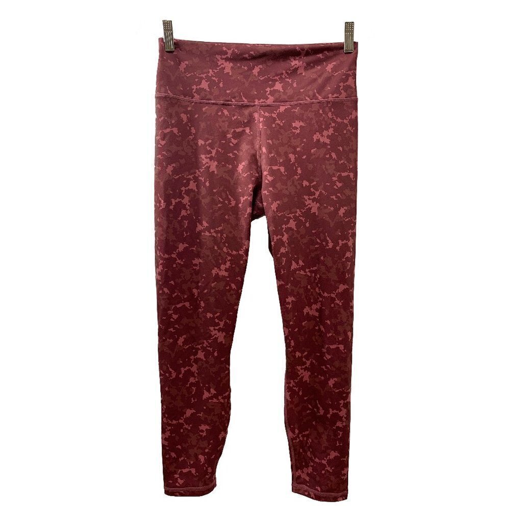 Fabletics High Waist Burgundy Camo Leggings Size S
